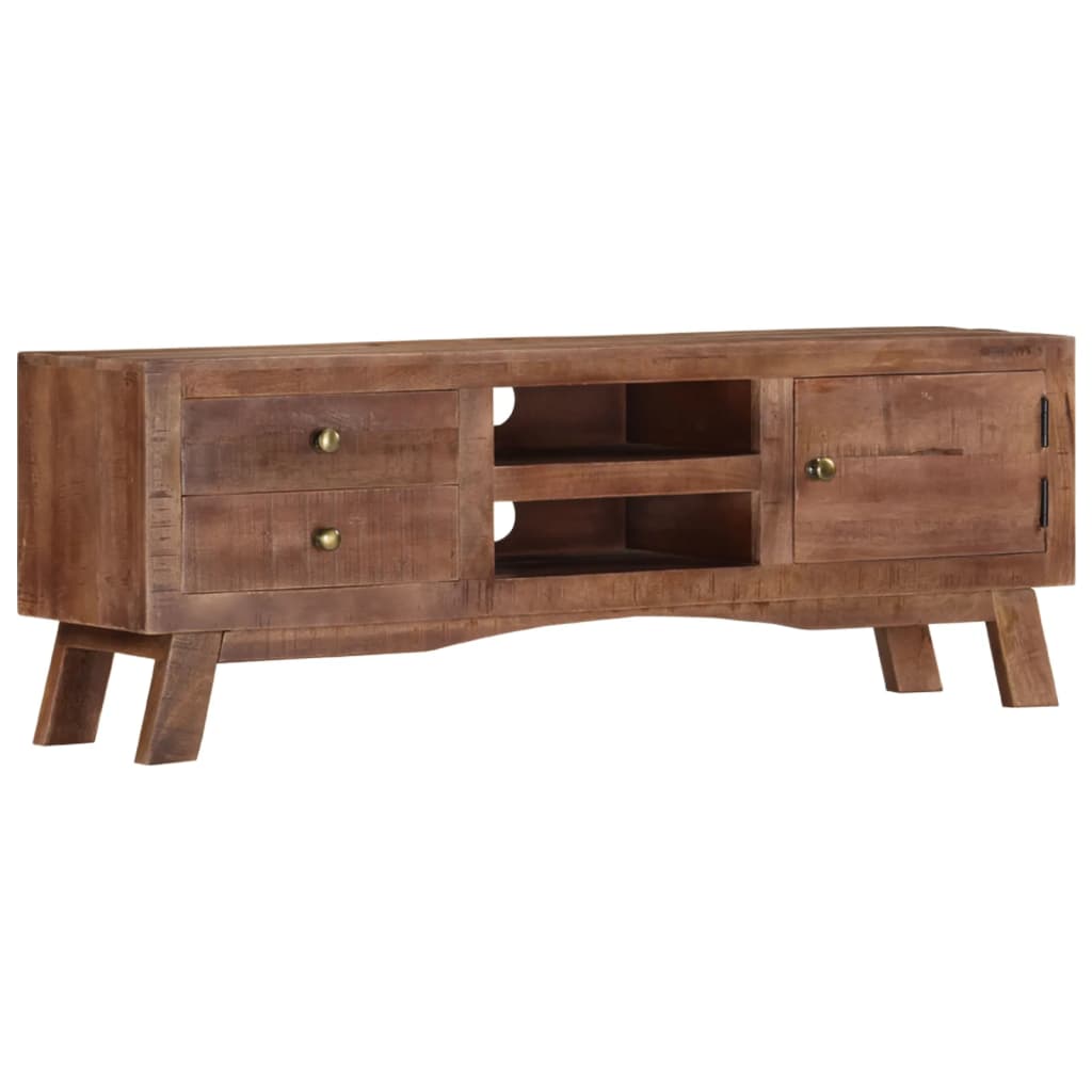 Meuble TV Bois Foncé Vintage en Manguier - 110 cm-Mon Meuble TV-12