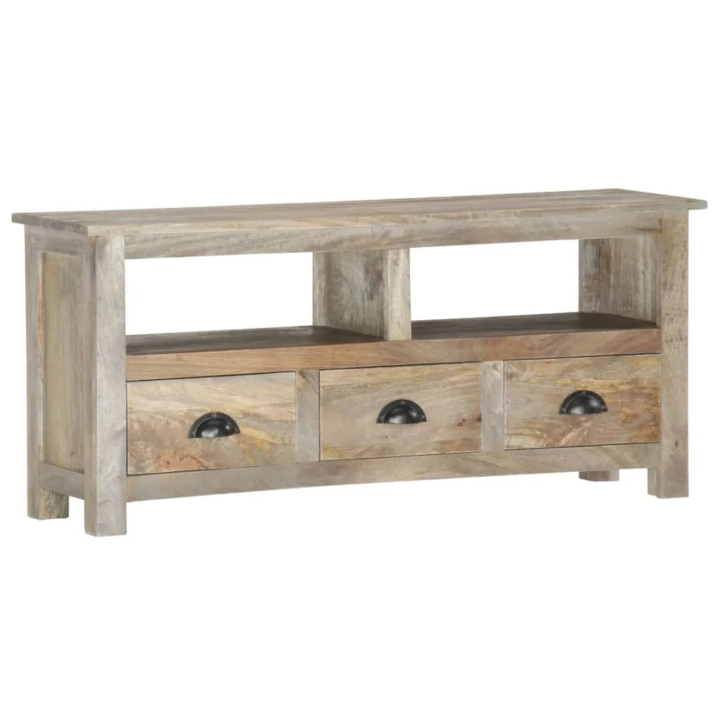Meuble TV Bois Gris Vieilli en Manguier - 110 cm-Mon Meuble TV-1
