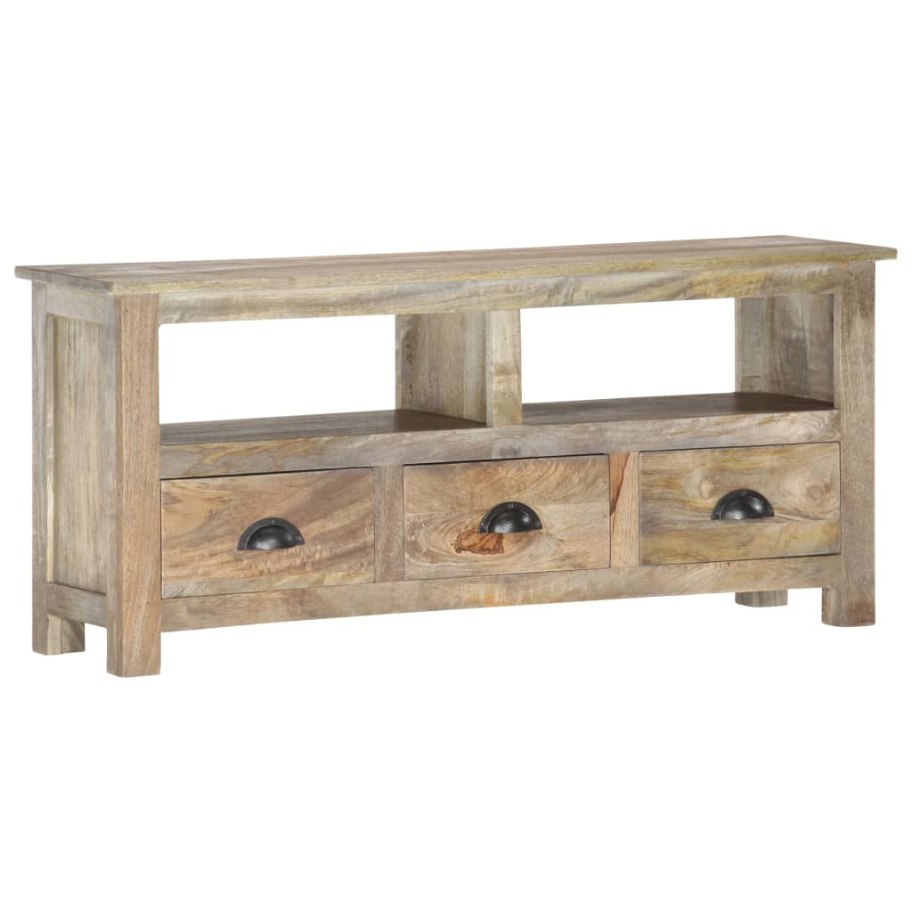 Meuble TV Bois Gris Vieilli en Manguier - 110 cm-Mon Meuble TV-10