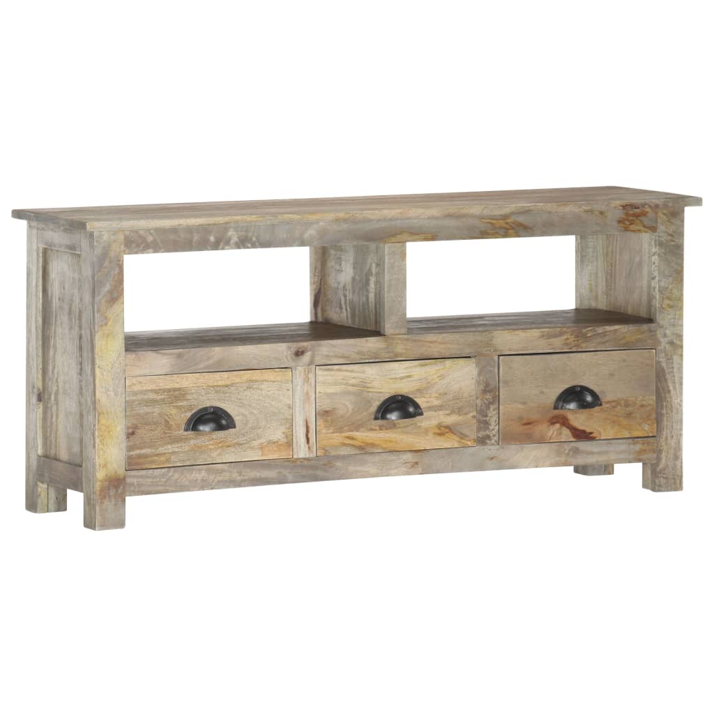 Meuble TV Bois Gris Vieilli en Manguier - 110 cm-Mon Meuble TV-11