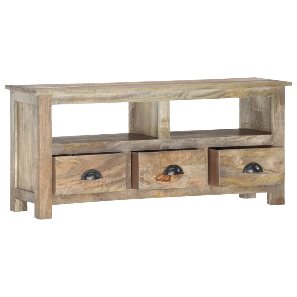 Meuble TV Bois Gris Vieilli en Manguier - 110 cm-Mon Meuble TV-2