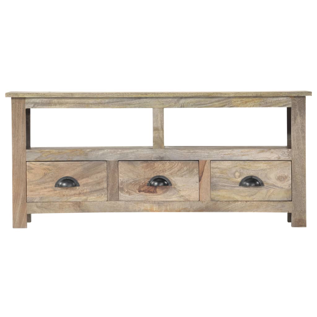 Meuble TV Bois Gris Vieilli en Manguier - 110 cm-Mon Meuble TV-3