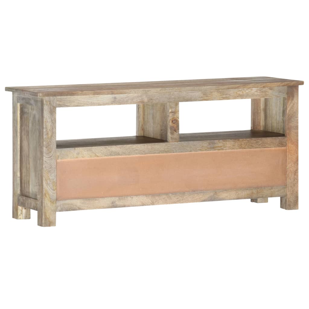 Meuble TV Bois Gris Vieilli en Manguier - 110 cm-Mon Meuble TV-4