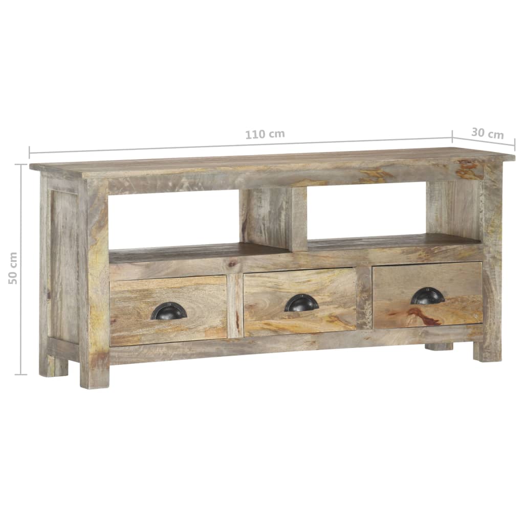 Meuble TV Bois Gris Vieilli en Manguier - 110 cm-Mon Meuble TV-7