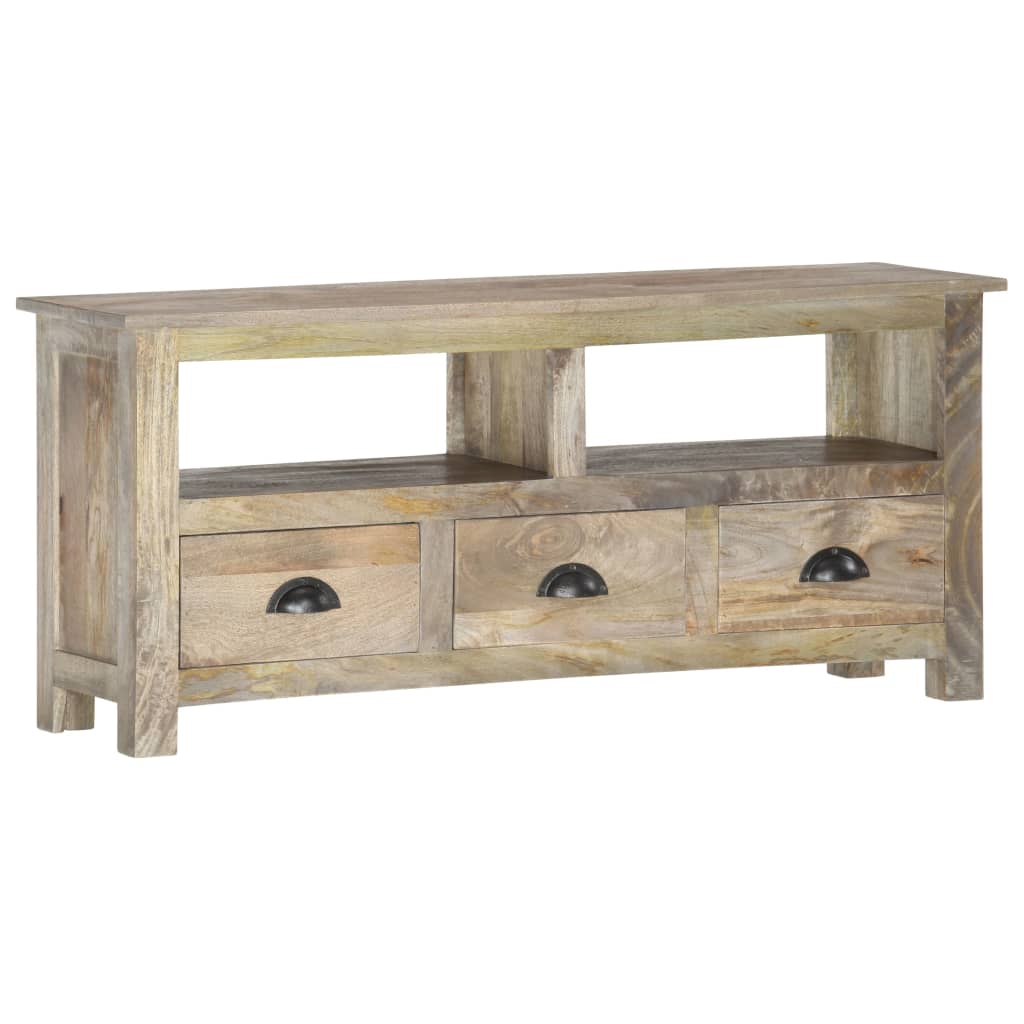 Meuble TV Bois Gris Vieilli en Manguier - 110 cm-Mon Meuble TV-8