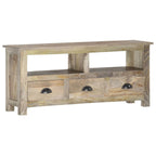 Meuble TV Bois Gris Vieilli en Manguier - 110 cm-Mon Meuble TV-8