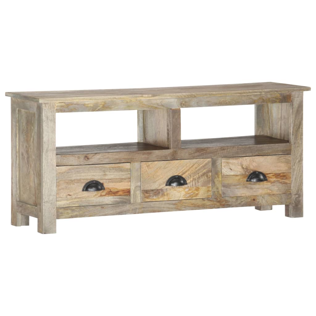 Meuble TV Bois Gris Vieilli en Manguier - 110 cm-Mon Meuble TV-9