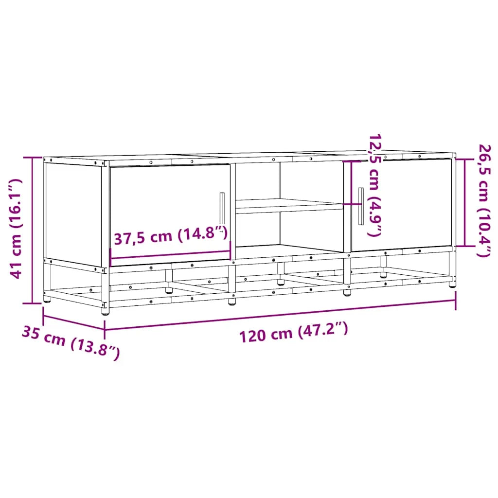 Meuble TV Bois Industriel Effet Chêne Fumé - 120 cm-Mon Meuble TV-Chêne fumé-100 cm-10