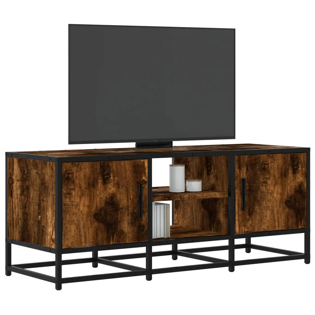 Meuble TV Bois Industriel Effet Chêne Fumé - 120 cm-Mon Meuble TV-Chêne fumé-100 cm-13