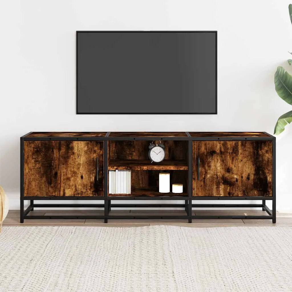 Meuble TV Bois Industriel Effet Chêne Fumé - 120 cm-Mon Meuble TV-Chêne fumé-100 cm-2