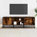 Meuble TV Bois Industriel Effet Chêne Fumé - 120 cm-Mon Meuble TV-Chêne fumé-100 cm-2