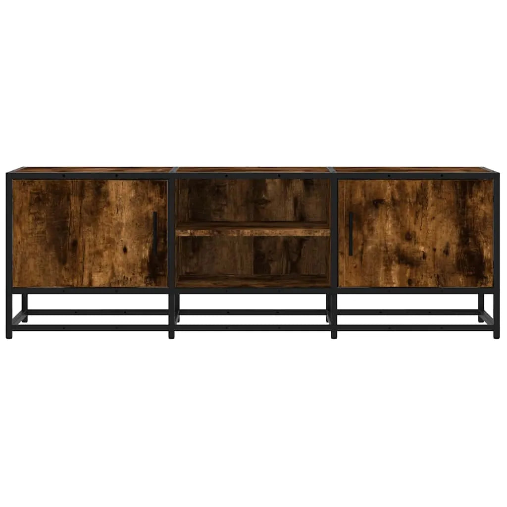Meuble TV Bois Industriel Effet Chêne Fumé - 120 cm-Mon Meuble TV-Chêne fumé-100 cm-4