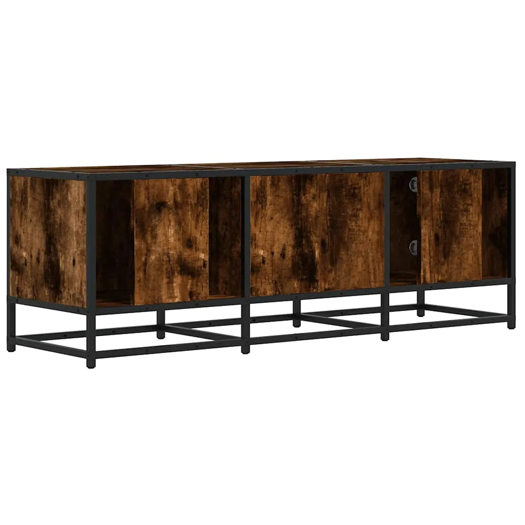 Meuble TV Bois Industriel Effet Chêne Fumé - 120 cm-Mon Meuble TV-Chêne fumé-100 cm-6
