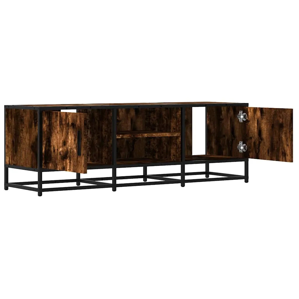 Meuble TV Bois Industriel Effet Chêne Fumé - 120 cm-Mon Meuble TV-Chêne fumé-100 cm-7