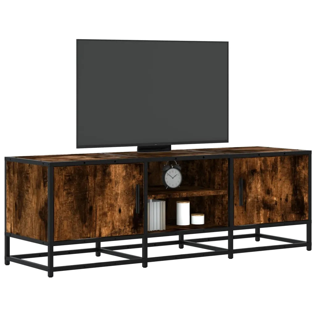 Meuble TV Bois Industriel Effet Chêne Fumé - 120 cm-Mon Meuble TV-Chêne fumé-120 cm-3