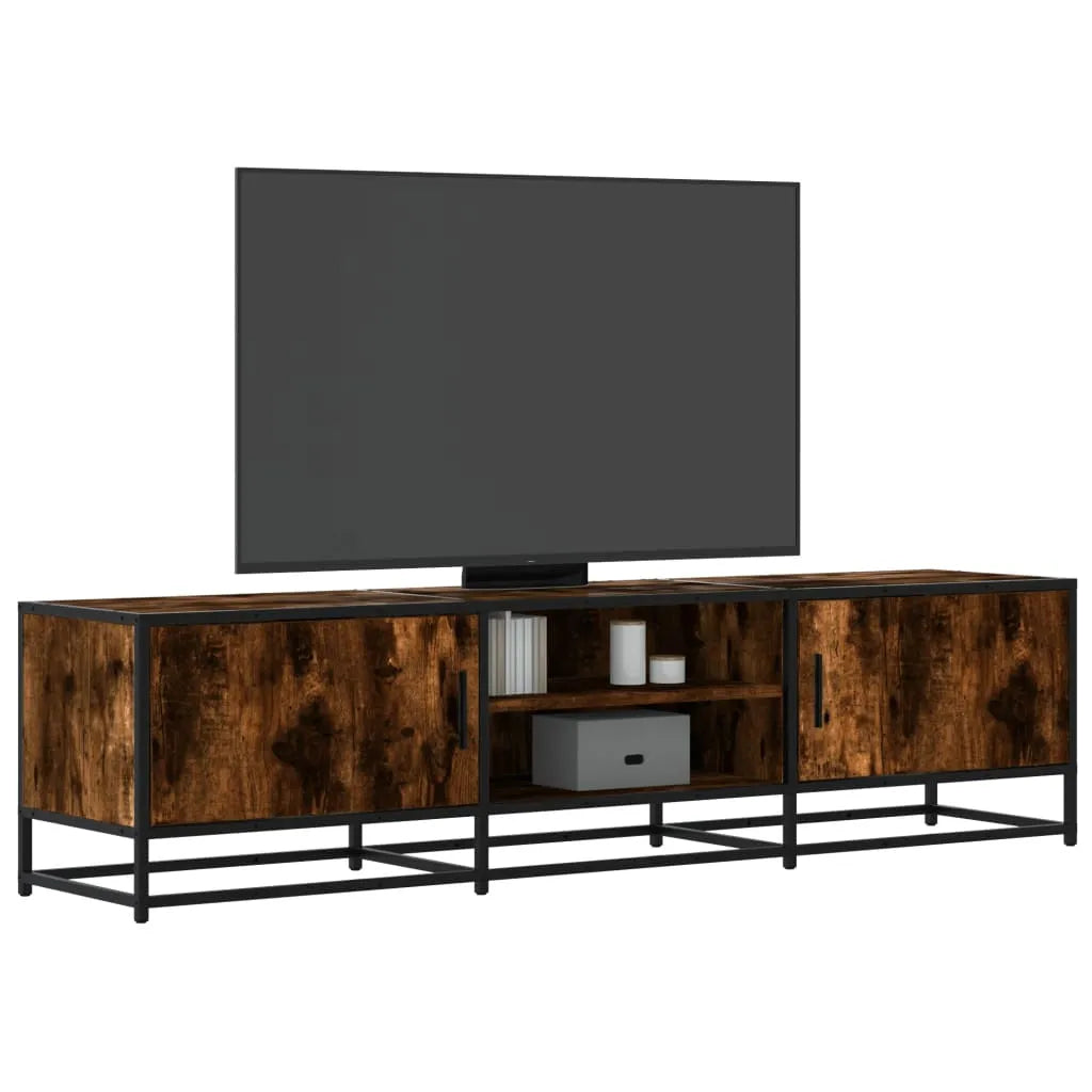 Meuble TV Bois Industriel Effet Chêne Fumé - 120 cm-Mon Meuble TV-Chêne fumé-160 cm-20