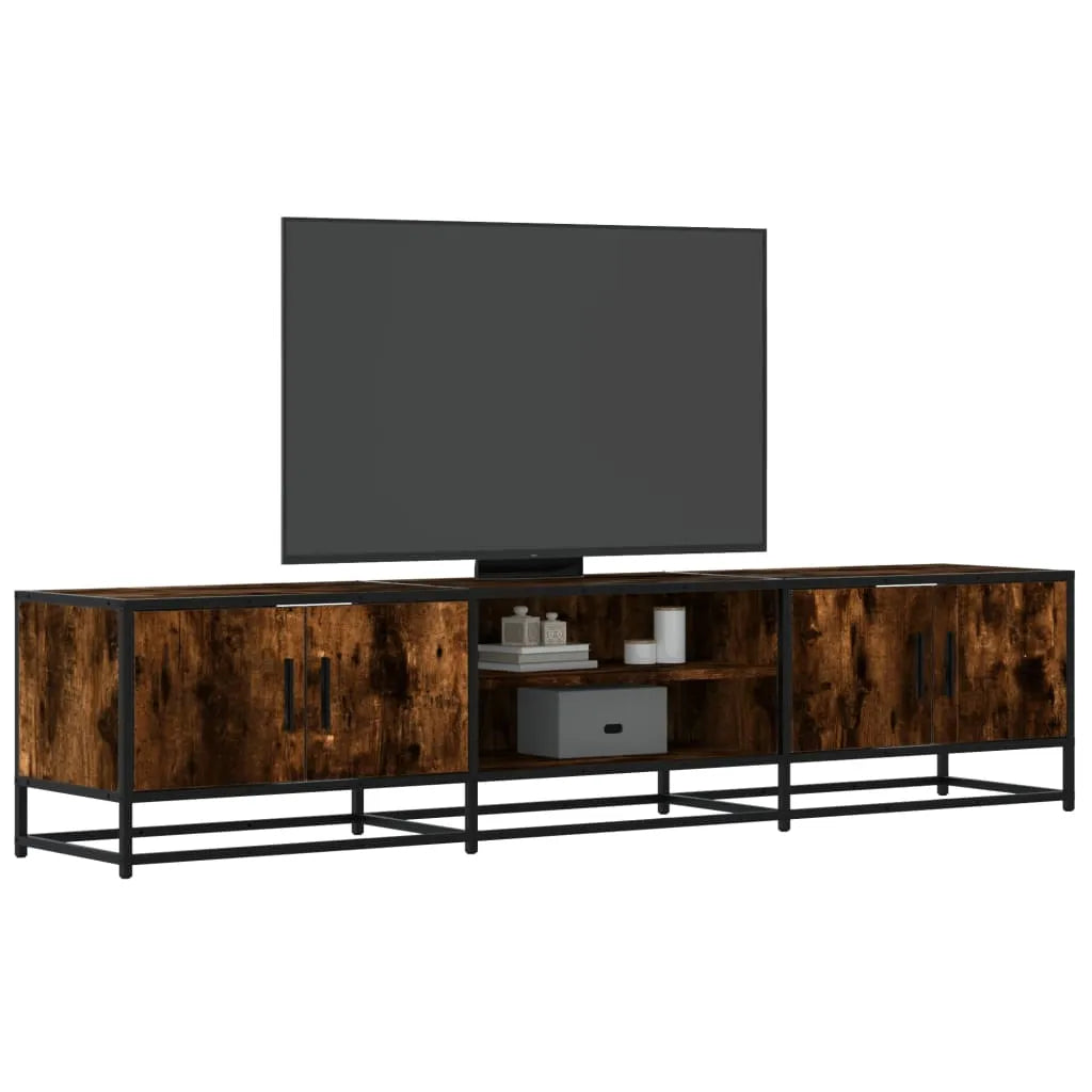 Meuble TV Bois Industriel Effet Chêne Fumé - 120 cm-Mon Meuble TV-Chêne fumé-180 cm-24