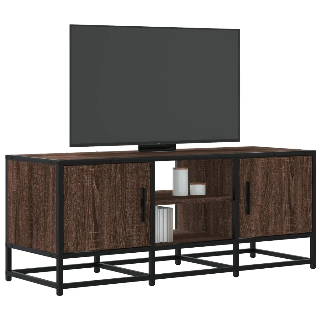 Meuble TV Bois Industriel Effet Chêne Fumé - 120 cm-Mon Meuble TV-Chêne marron-100 cm-15