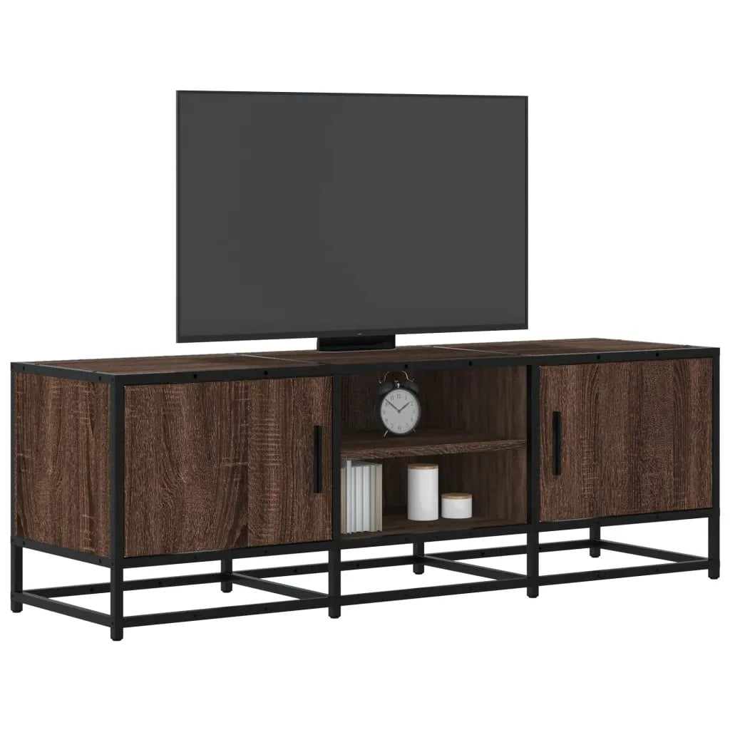 Meuble TV Bois Industriel Effet Chêne Fumé - 120 cm-Mon Meuble TV-Chêne marron-120 cm-17