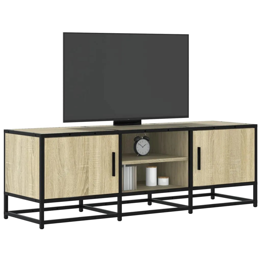 Meuble TV Bois Industriel Effet Chêne Fumé - 120 cm-Mon Meuble TV-Chêne sonoma-120 cm-19