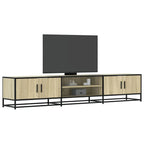 Meuble TV Bois Industriel Effet Chêne Fumé - 120 cm-Mon Meuble TV-Chêne sonoma-210 cm-29