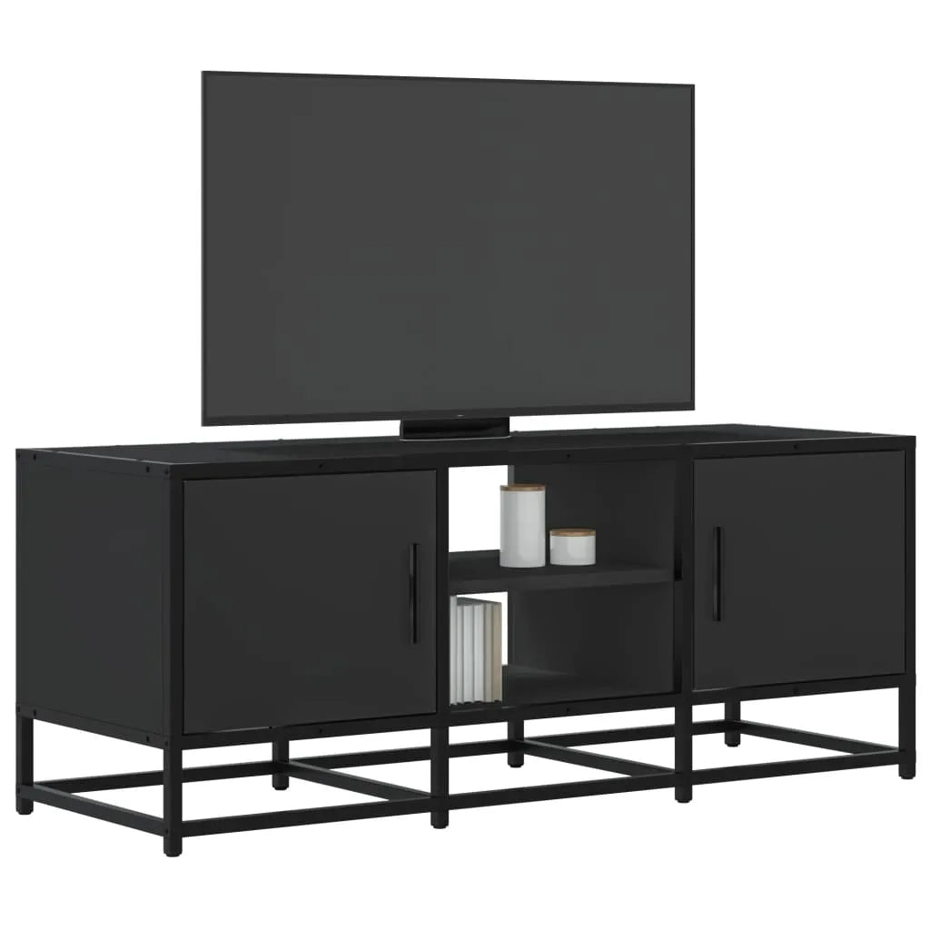 Meuble TV Bois Industriel Effet Chêne Fumé - 120 cm-Mon Meuble TV-Noir-100 cm-14