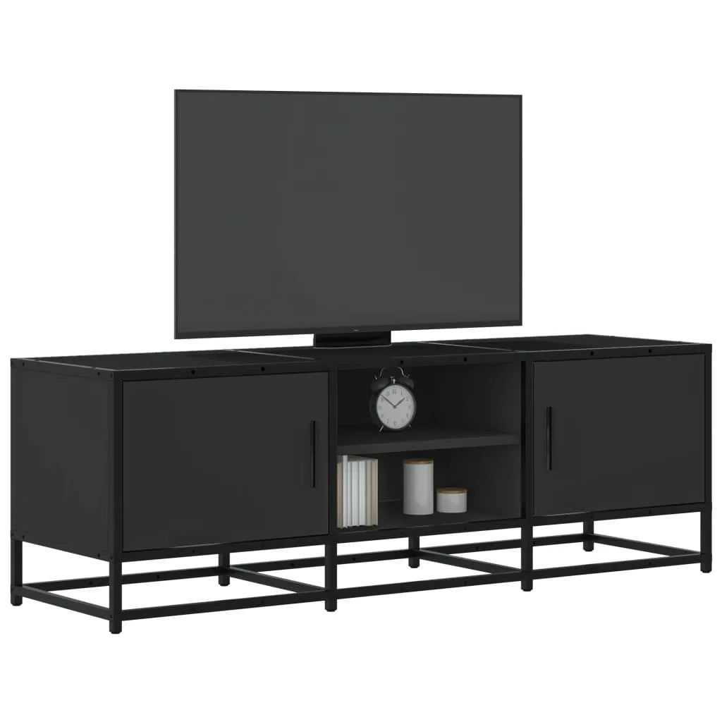 Meuble TV Bois Industriel Effet Chêne Fumé - 120 cm-Mon Meuble TV-Noir-120 cm-16