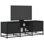 Meuble TV Bois Industriel Effet Chêne Fumé - 120 cm-Mon Meuble TV-Noir-120 cm-16