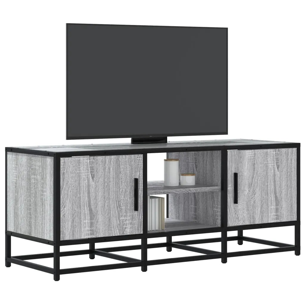 Meuble TV Bois Industriel Effet Chêne Fumé - 120 cm-Mon Meuble TV-Sonoma gris-100 cm-11