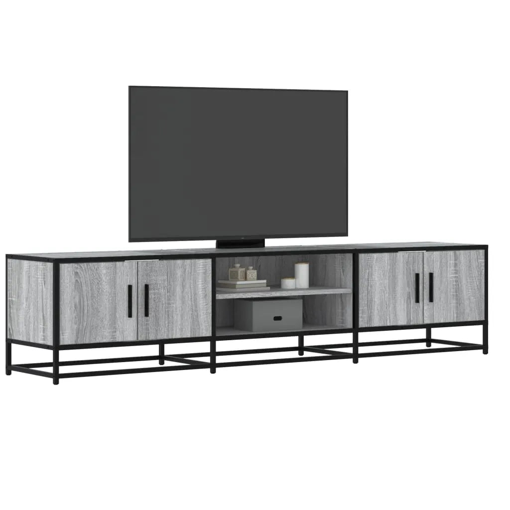 Meuble TV Bois Industriel Effet Chêne Fumé - 120 cm-Mon Meuble TV-Sonoma gris-180 cm-26
