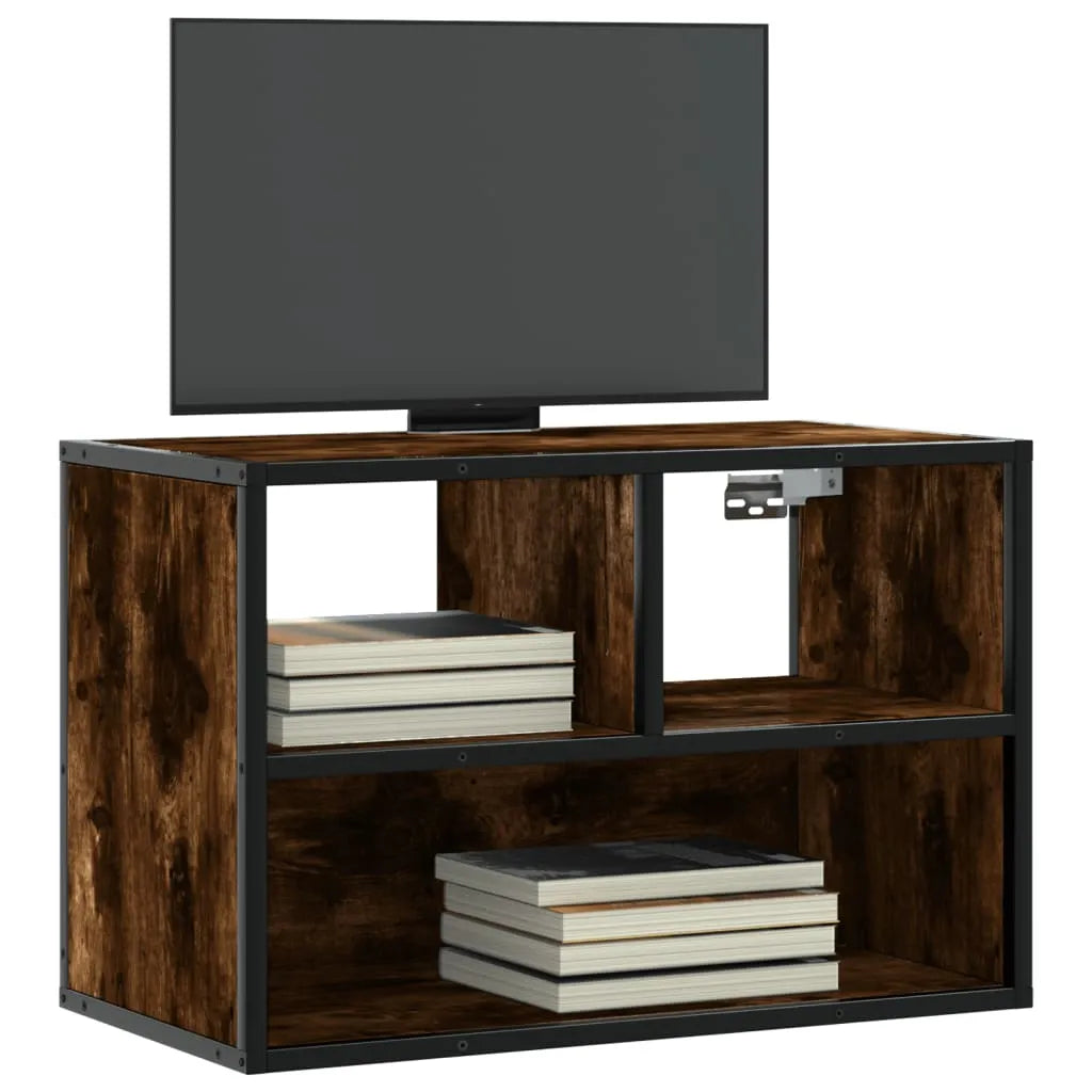Meuble TV Bois Marron Suspendu Effet Chêne - 80 cm-Mon Meuble TV-Chêne fumé-60 cm-19
