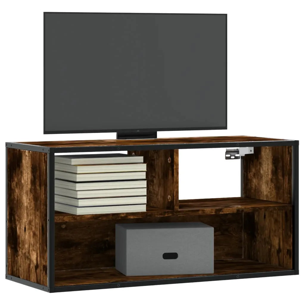Meuble TV Bois Marron Suspendu Effet Chêne - 80 cm-Mon Meuble TV-Chêne fumé-80 cm-21