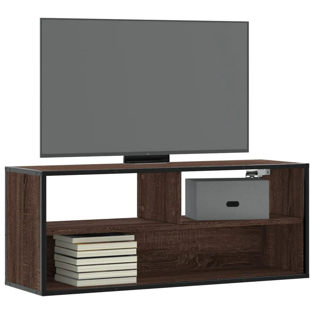 Meuble TV Bois Marron Suspendu Effet Chêne - 80 cm-Mon Meuble TV-Chêne marron-100 cm-14