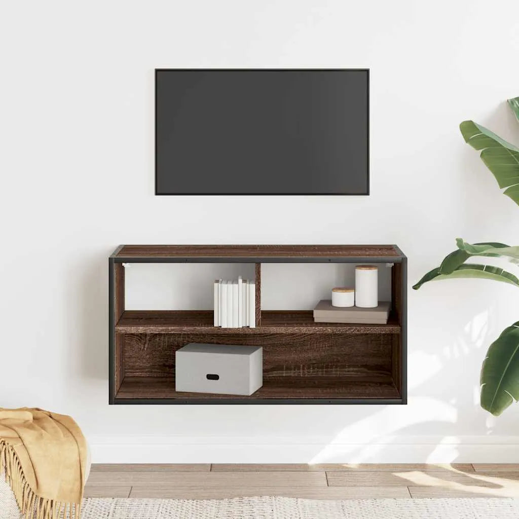 Meuble TV Bois Marron Suspendu Effet Chêne - 80 cm-Mon Meuble TV-Chêne marron-60 cm-3