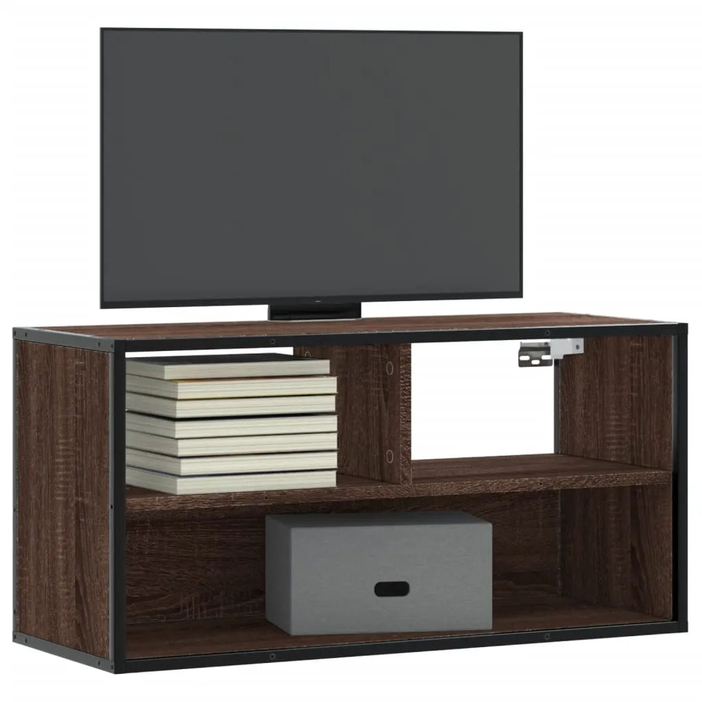 Meuble TV Bois Marron Suspendu Effet Chêne - 80 cm-Mon Meuble TV-Chêne marron-80 cm-2