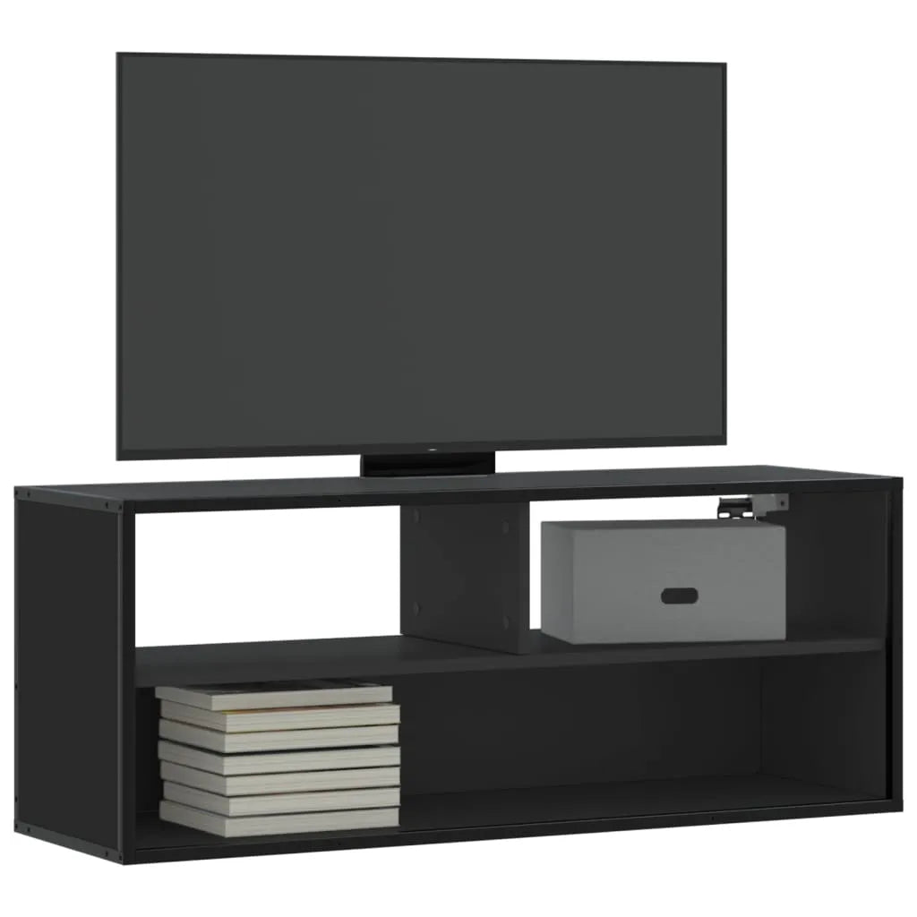 Meuble TV Bois Marron Suspendu Effet Chêne - 80 cm-Mon Meuble TV-Noir-100 cm-13