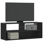 Meuble TV Bois Marron Suspendu Effet Chêne - 80 cm-Mon Meuble TV-Noir-100 cm-13