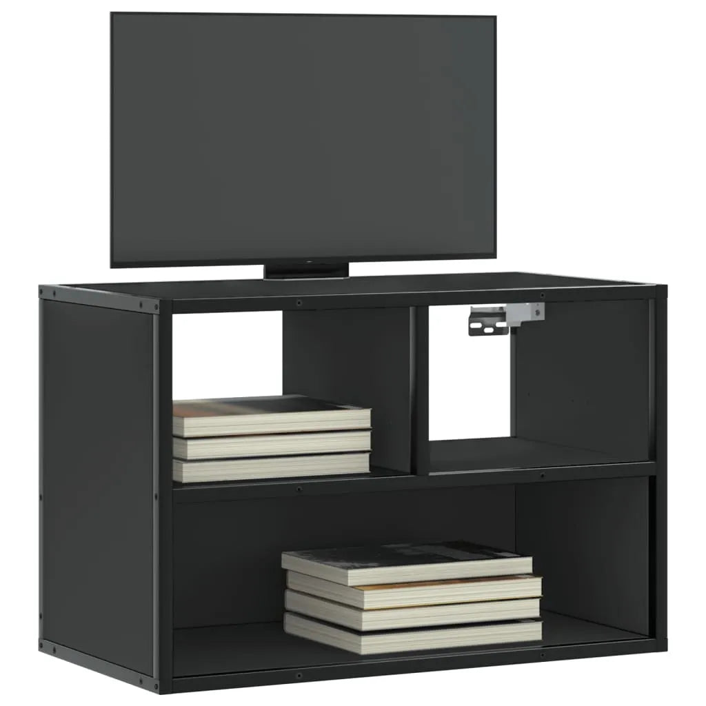 Meuble TV Bois Marron Suspendu Effet Chêne - 80 cm-Mon Meuble TV-Noir-60 cm-18