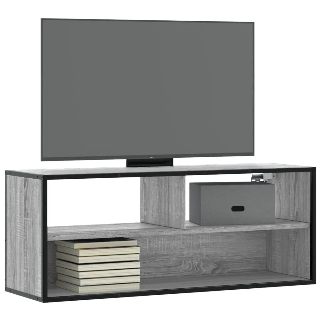 Meuble TV Bois Marron Suspendu Effet Chêne - 80 cm-Mon Meuble TV-Sonoma gris-100 cm-12