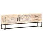 Meuble TV Bois Massif Blanchi en Acacia et Métal - 140 cm-Mon Meuble TV-1