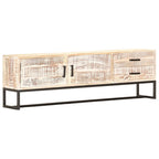 Meuble TV Bois Massif Blanchi en Acacia et Métal - 140 cm-Mon Meuble TV-11