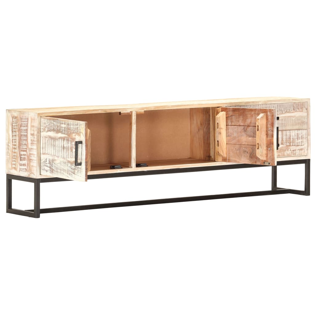 Meuble TV Bois Massif Blanchi en Acacia et Métal - 140 cm-Mon Meuble TV-2