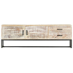 Meuble TV Bois Massif Blanchi en Acacia et Métal - 140 cm-Mon Meuble TV-3