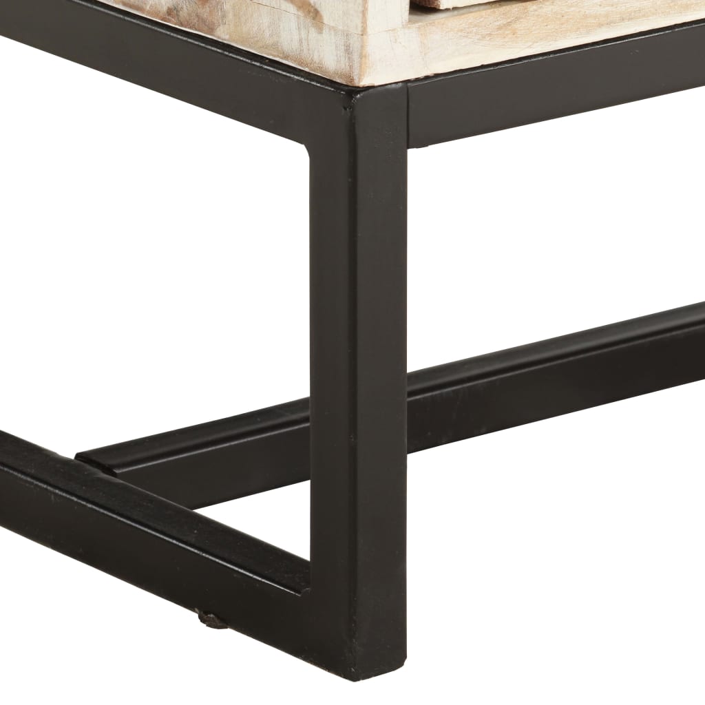 Meuble TV Bois Massif Blanchi en Acacia et Métal - 140 cm-Mon Meuble TV-5