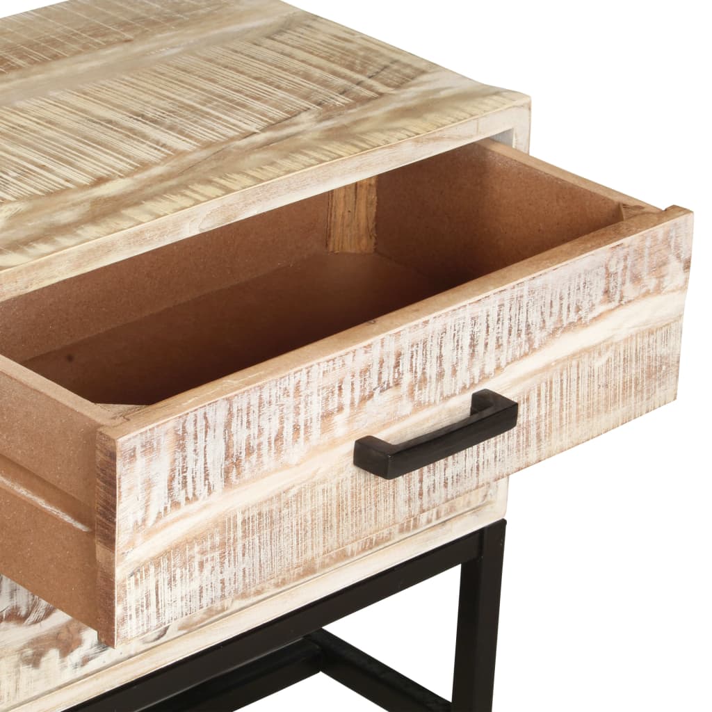 Meuble TV Bois Massif Blanchi en Acacia et Métal - 140 cm-Mon Meuble TV-6