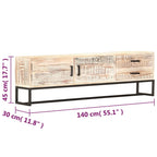 Meuble TV Bois Massif Blanchi en Acacia et Métal - 140 cm-Mon Meuble TV-7