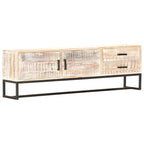 Meuble TV Bois Massif Blanchi en Acacia et Métal - 140 cm-Mon Meuble TV-9