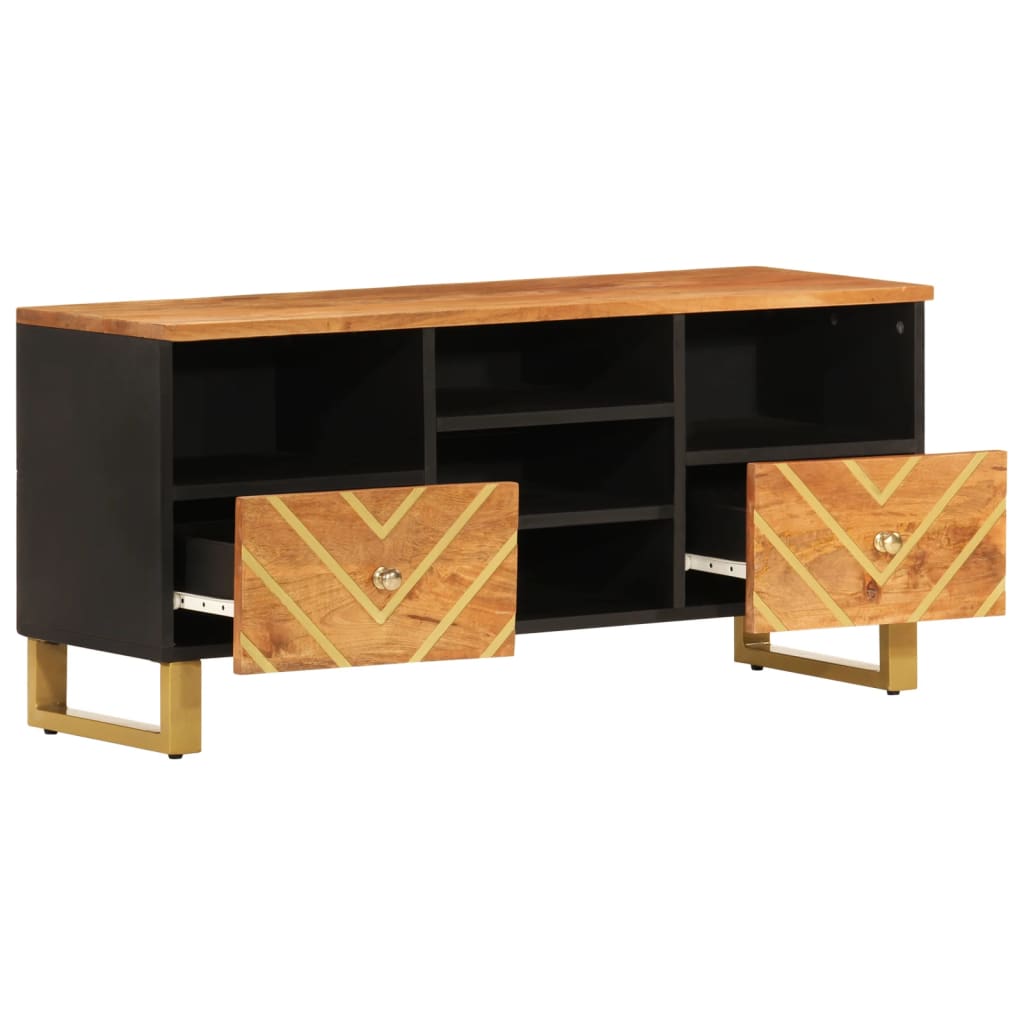 Meuble TV Bois Massif Clair en Manguier - 100 cm-Mon Meuble TV-3