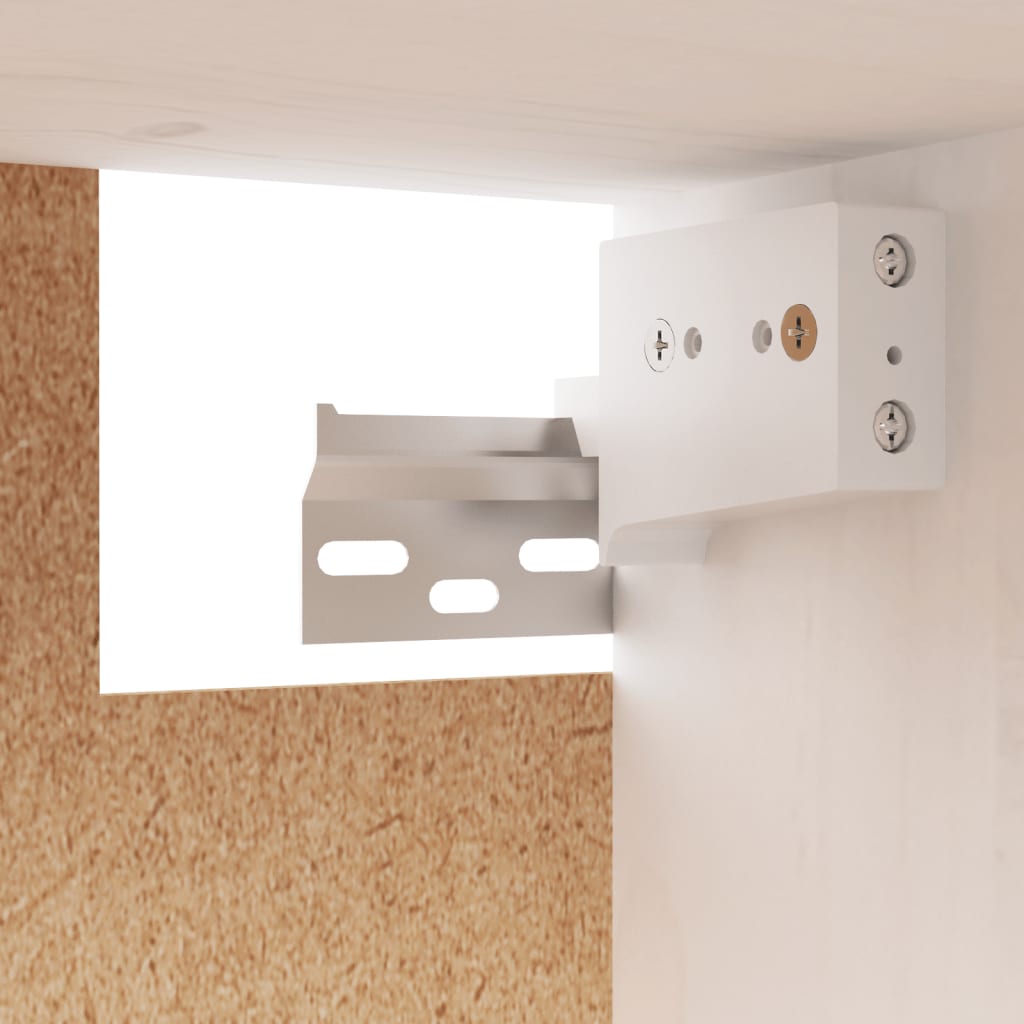 Meuble TV Bois Massif Suspendu en Pin Blanc - 3 Pièces-Mon Meuble TV-Blanc-11