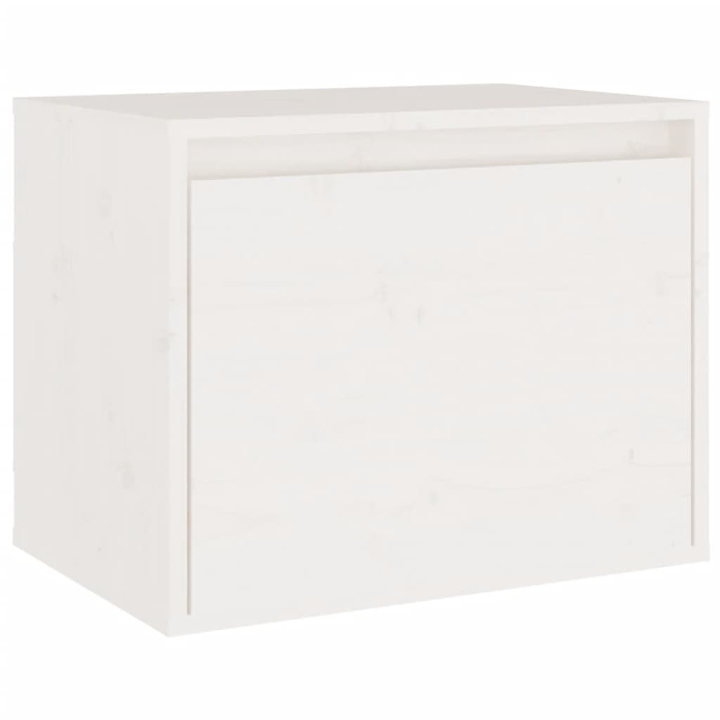 Meuble TV Bois Massif Suspendu en Pin Blanc - 3 Pièces-Mon Meuble TV-Blanc-5